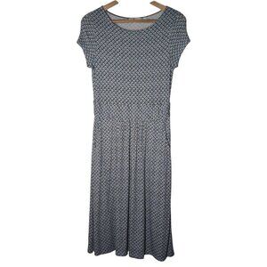 Boden Amelie Jersey Dress Womens UK 10R US 6R Blue Geometric Print Short Sleeve